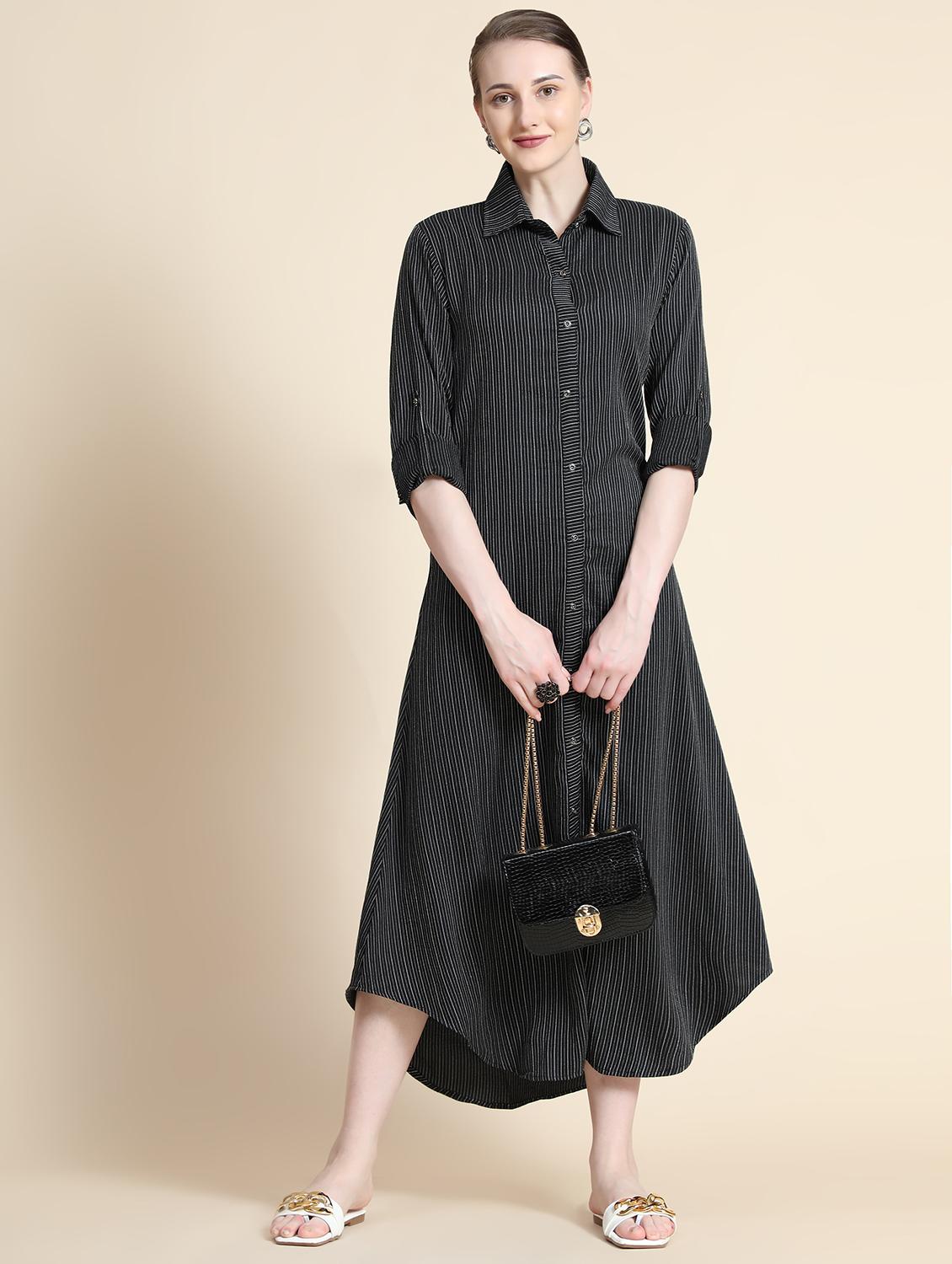 roll up sleeved striped maxi dress - 18460587 - Zoom Image - 5