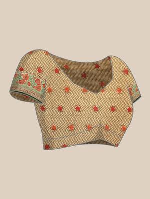 zari work woven saree with blouse - 18461049 - Standard Image - 3