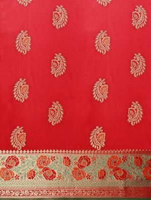 zari work woven saree with blouse - 18461049 - Standard Image - 4