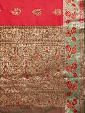 zari work woven saree with blouse - 18461049 - Standard Image - 5