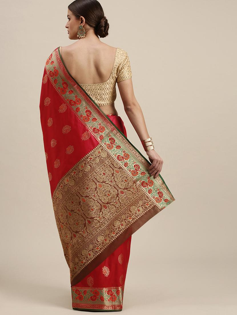 zari work woven saree with blouse - 18461049 - Zoom Image - 2