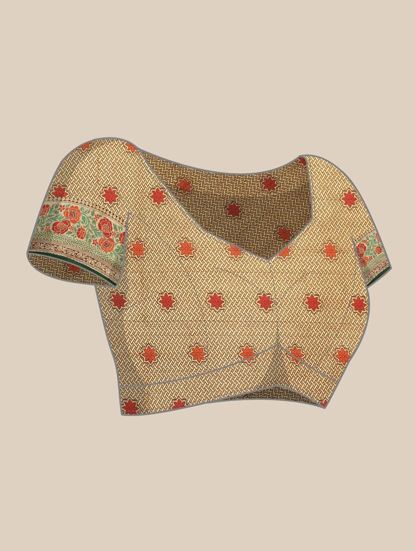 zari work woven saree with blouse - 18461049 - Zoom Image - 3