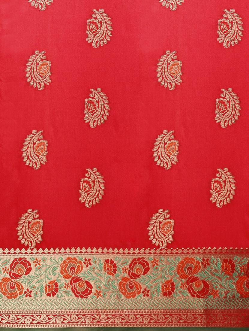 zari work woven saree with blouse - 18461049 - Zoom Image - 4