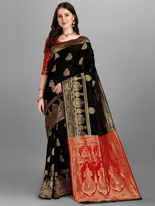 jacquard work woven saree with blouse - 18461271 - Standard Image - 1