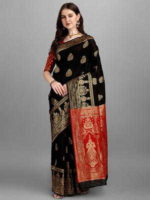 jacquard work woven saree with blouse - 18461271 - Standard Image - 2