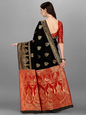 jacquard work woven saree with blouse - 18461271 - Standard Image - 4