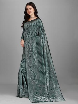 zari work bhagalpuri saree with blouse - 18461291 - Standard Image - 3