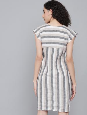 v-neck striped shift dress - 18461754 - Standard Image - 4