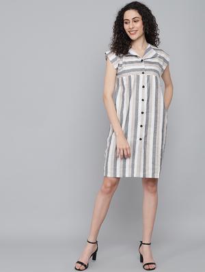 v-neck striped shift dress - 18461754 - Standard Image - 5