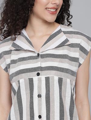 v-neck striped shift dress - 18461754 - Standard Image - 6