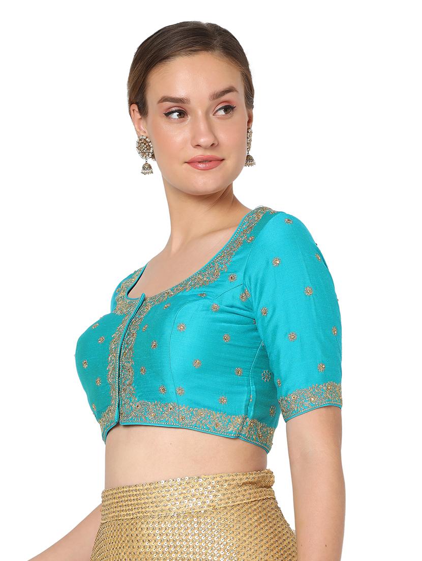 turquoise embroidered blouse - 18461759 - Zoom Image - 2