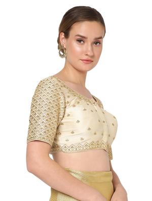 beige silk embroidered blouse - 18461762 - Standard Image - 3