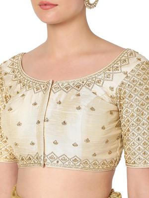 beige silk embroidered blouse - 18461762 - Standard Image - 6