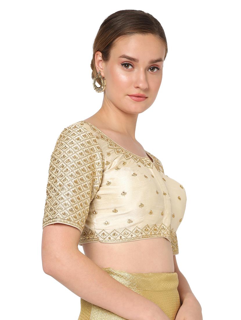 beige silk embroidered blouse - 18461762 - Zoom Image - 3