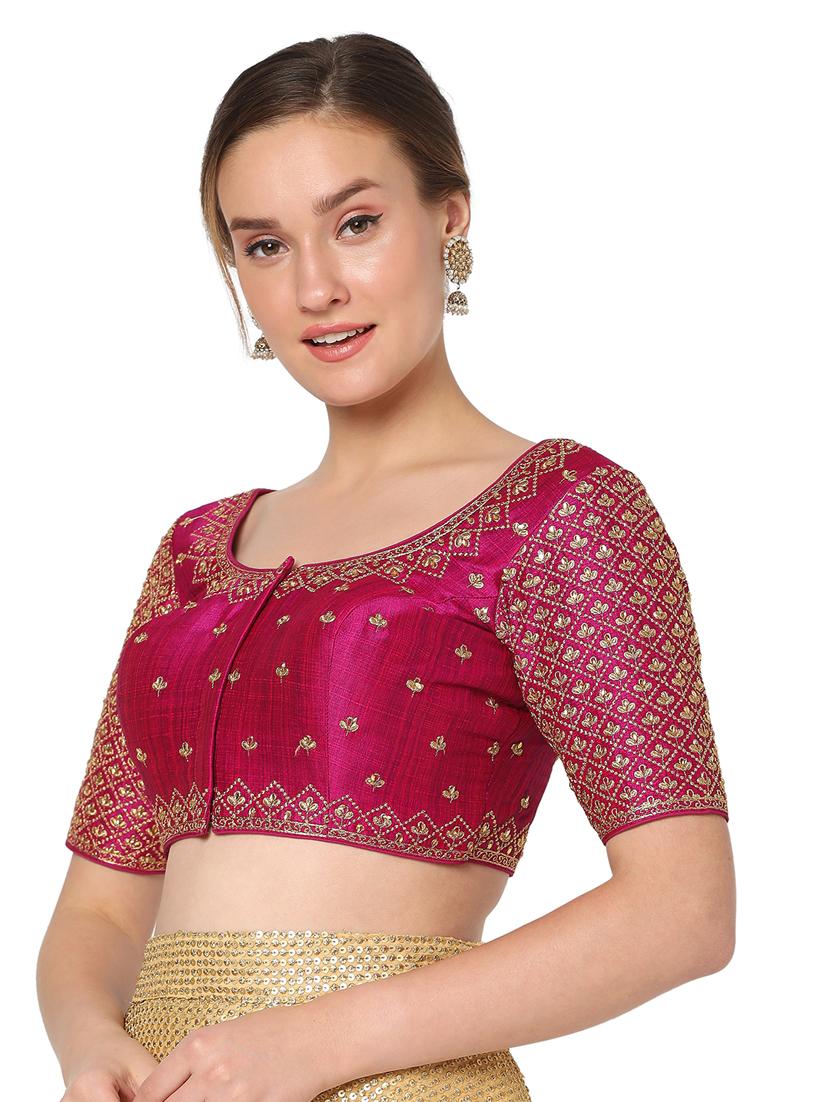 pink silk embroidered blouse - 18461763 - Zoom Image - 2