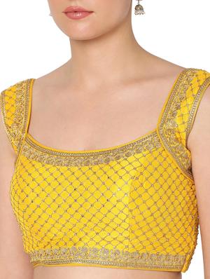 yellow silk embroidered blouse - 18461764 - Standard Image - 6