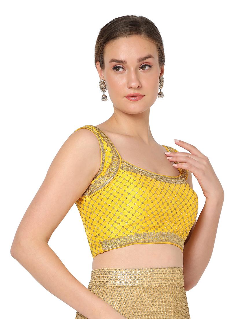yellow silk embroidered blouse - 18461764 - Zoom Image - 2