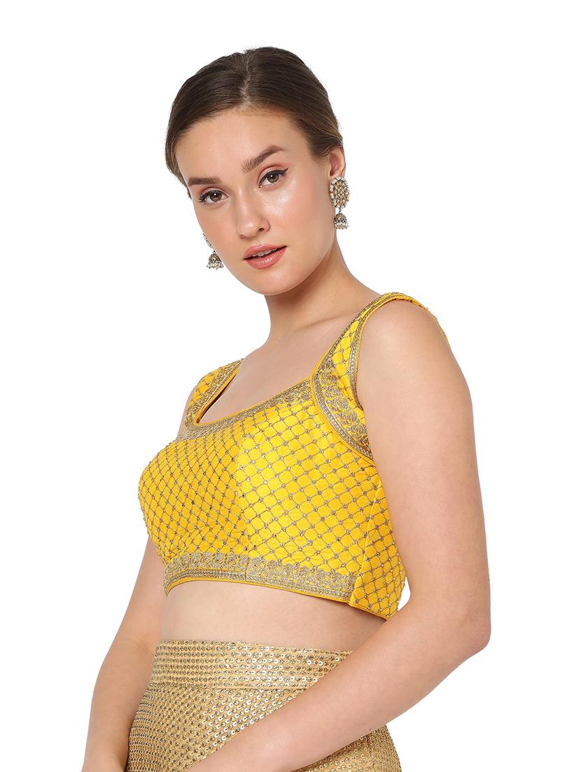 yellow silk embroidered blouse - 18461764 - Zoom Image - 3