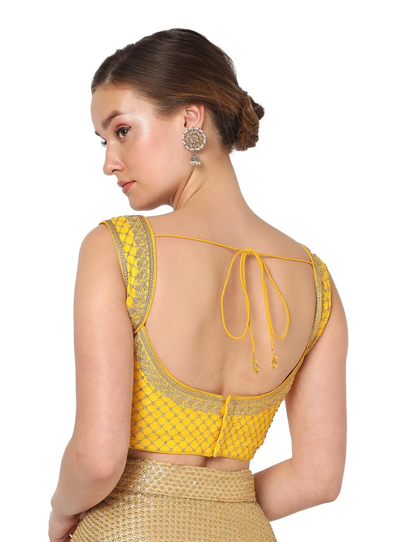 yellow silk embroidered blouse - 18461764 - Zoom Image - 4