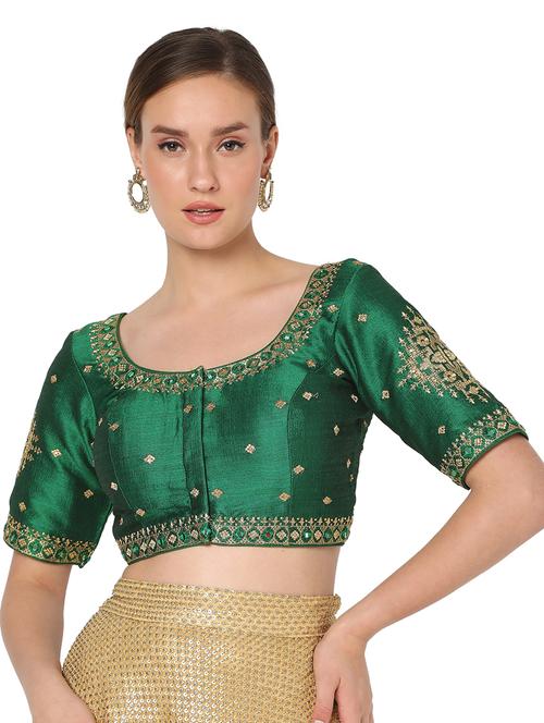 green silk embroidered blouse - 18461768 - Standard Image - 1