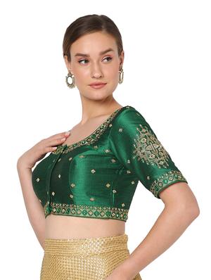green silk embroidered blouse - 18461768 - Standard Image - 2