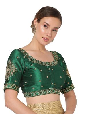 green silk embroidered blouse - 18461768 - Standard Image - 3