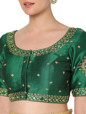 green silk embroidered blouse - 18461768 - Standard Image - 6