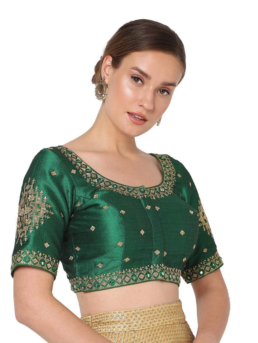 green silk embroidered blouse - 18461768 - Zoom Image - 3