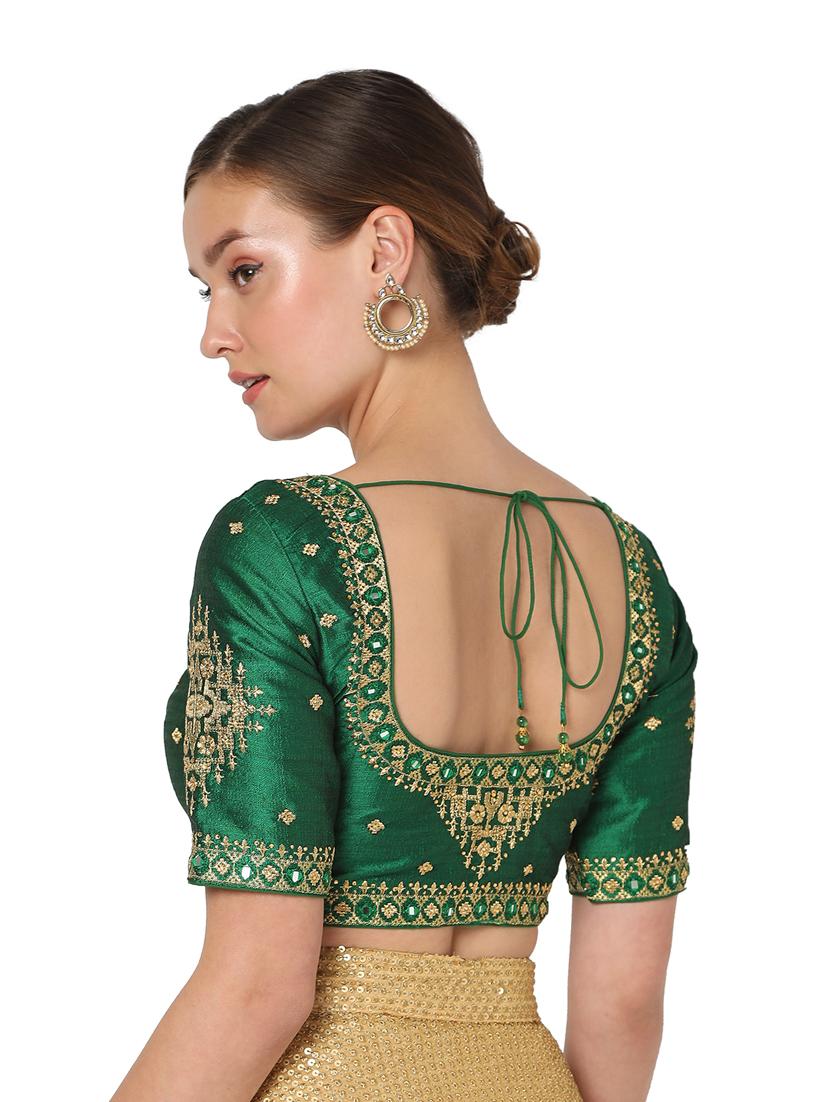 green silk embroidered blouse - 18461768 - Zoom Image - 4