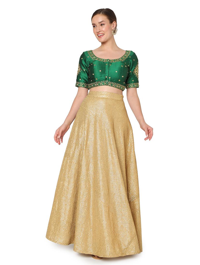 green silk embroidered blouse - 18461768 - Zoom Image - 5