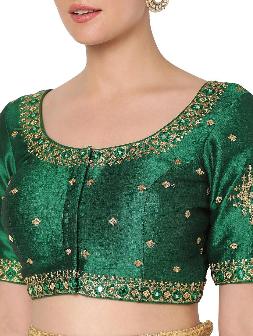 green silk embroidered blouse - 18461768 - Zoom Image - 6