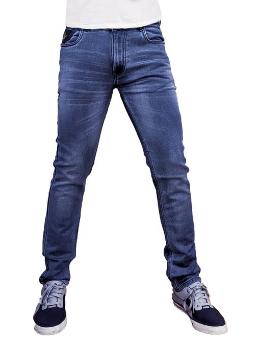 men stretch cotton knitted denim jeans. - 18462050 - Standard Image - 1