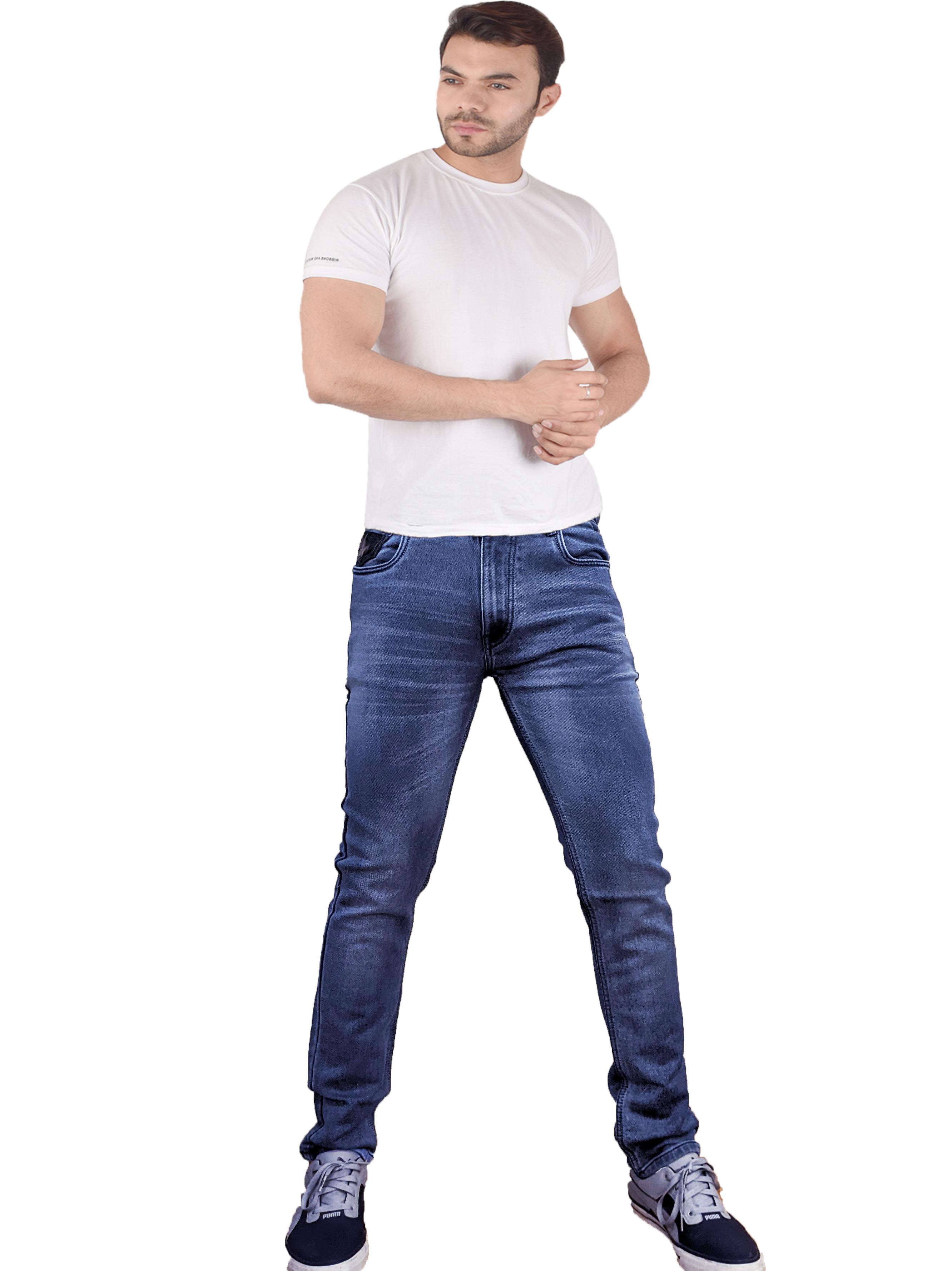 men stretch cotton knitted denim jeans. - 18462050 - Zoom Image - 6