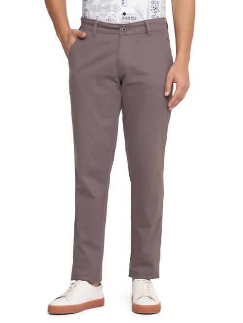 grey solid blend chinos casual trouser - 18462224 - Standard Image - 1