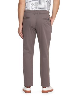 grey solid blend chinos casual trouser - 18462224 - Standard Image - 3