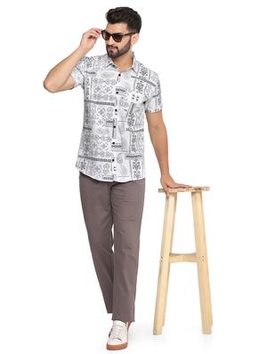 grey solid blend chinos casual trouser - 18462224 - Standard Image - 4