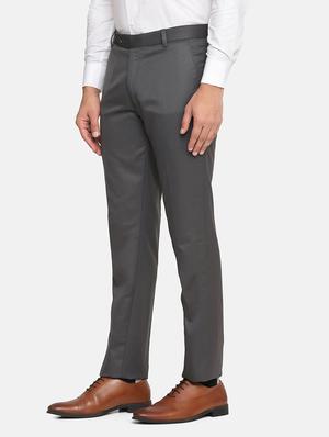 grey solid formal trouser - 18462228 - Standard Image - 2
