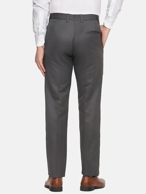 grey solid formal trouser - 18462228 - Standard Image - 3