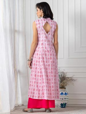 printed front slit kurta - 18462760 - Standard Image - 3