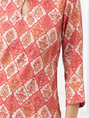 gold print straight kurta - 18462761 - Standard Image - 4
