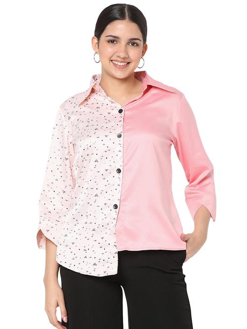 asymmetric hem color block shirt - 18463247 - Standard Image - 1