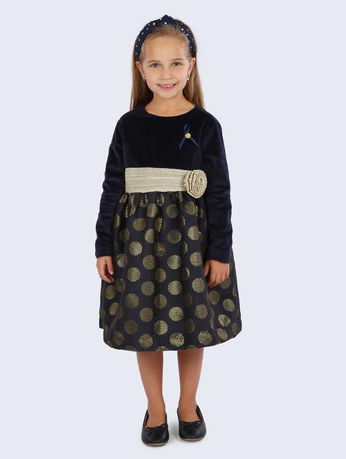girls navy blue printed frock - 18463523 - Standard Image - 1