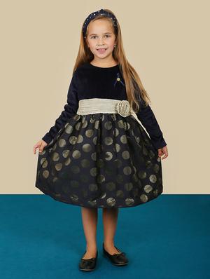 girls navy blue printed frock - 18463523 - Standard Image - 2