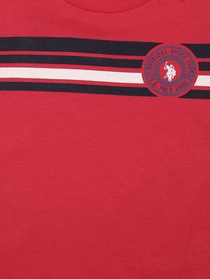 boys red crew neck striped t-shirt - 18464106 - Standard Image - 3
