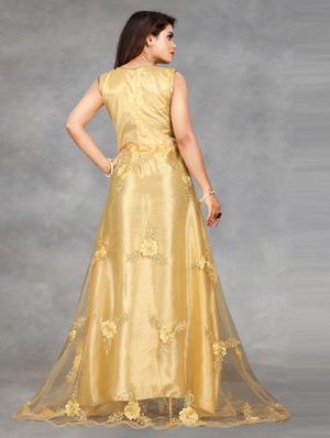 tonal embroidered flared semi-stitched gown - 18465195 - Standard Image - 3