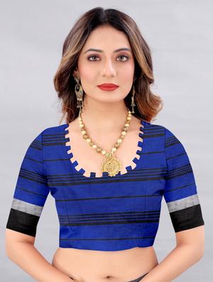 tassel detailed checkered saree with blouse - 18465400 - Standard Image - 3