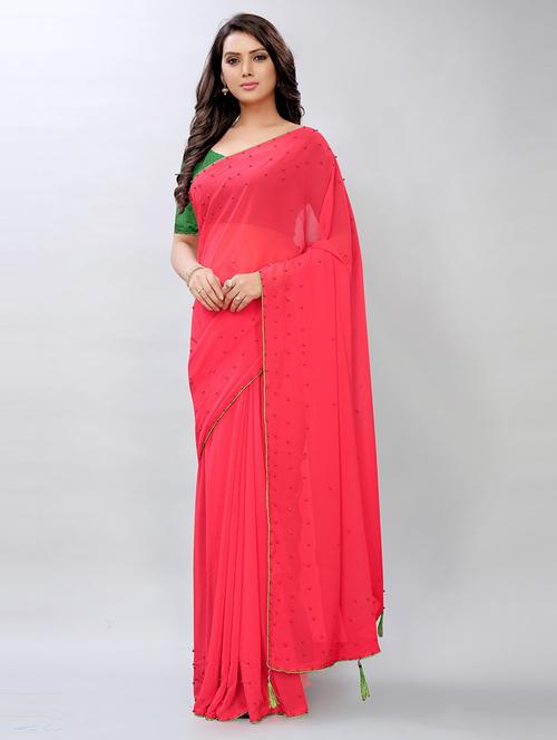 tassel detailed embellished saree with blouse - 18465564 - Standard Image - 1