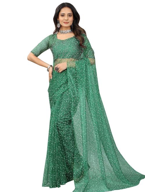 green marble printed saree with blouse - 18465592 - Standard Image - 1