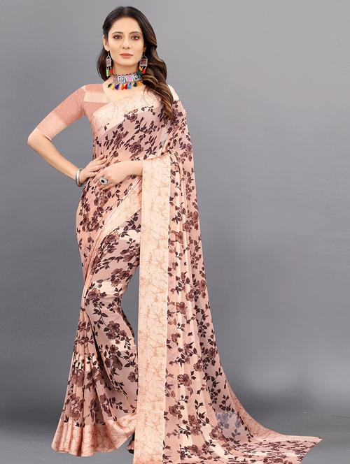 floral printed saree with blouse - 18465635 - Standard Image - 1