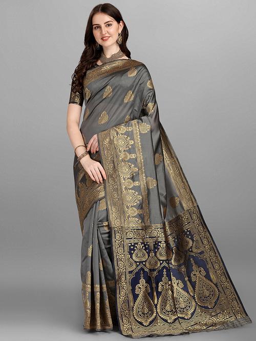 jacquard work woven saree with blouse - 18465812 - Standard Image - 1